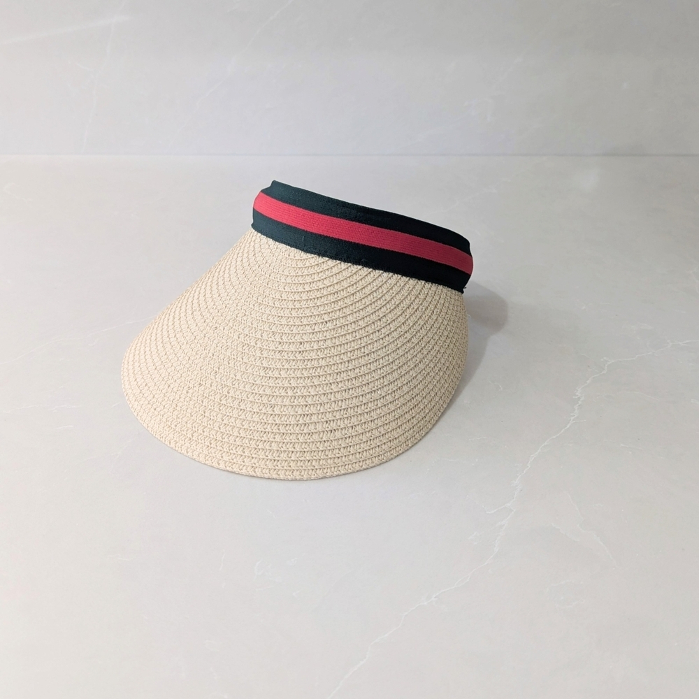 New Stylish Beige Visor with Green and Red Accents - Picture 7 of 7